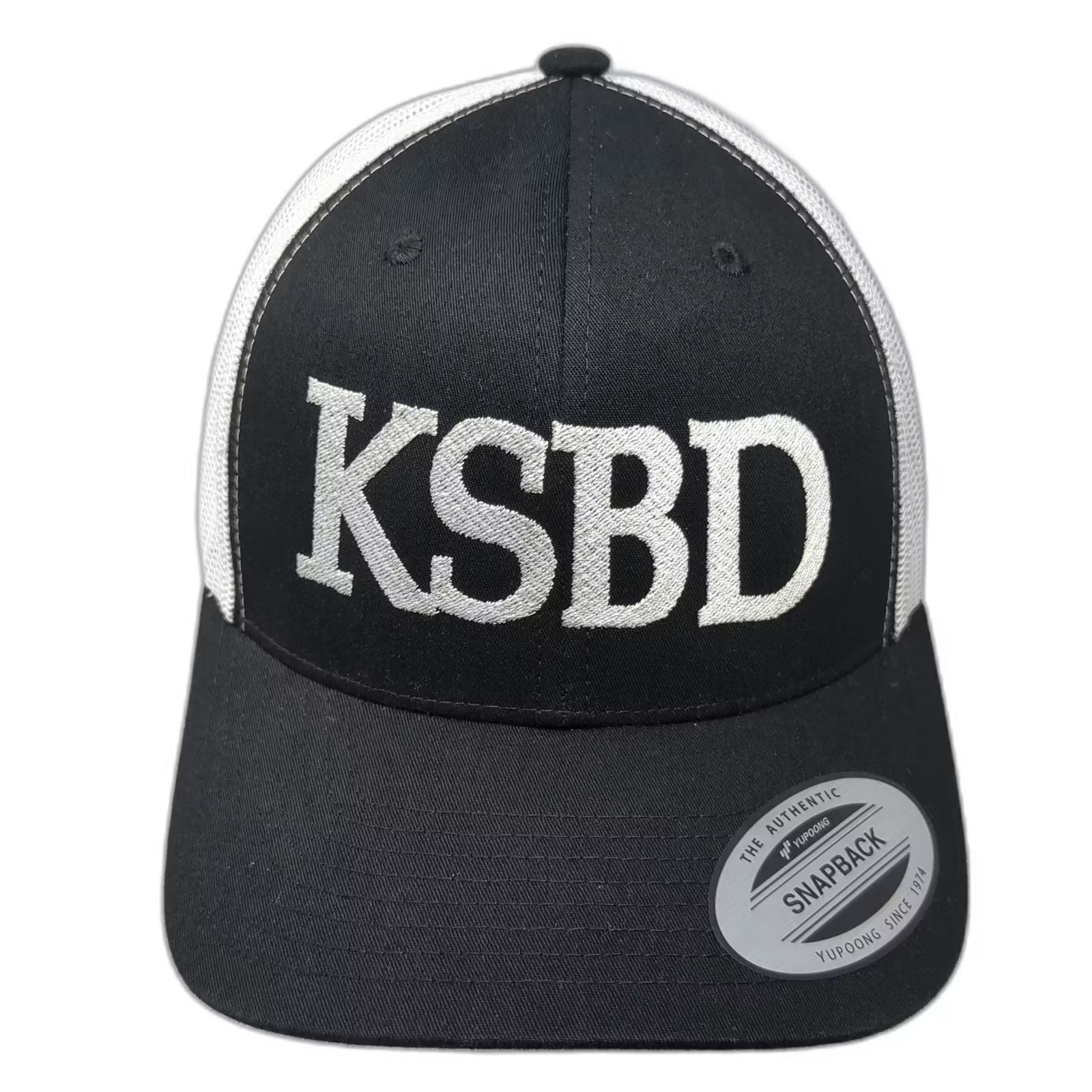 Yupoong Trucker Hat Black White One Size Ksbd Embroidered Adjustable Snapback